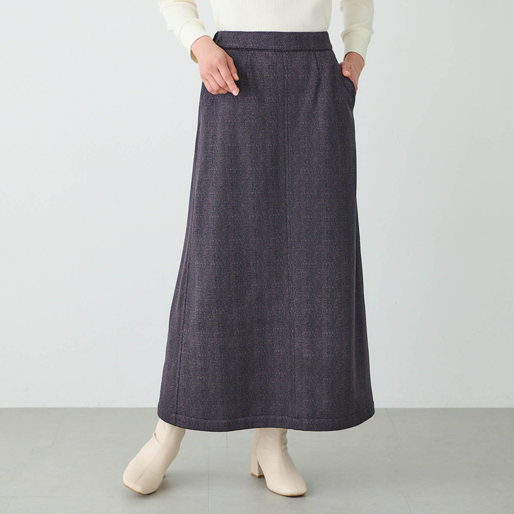 ベルメゾン しっかりあたたかいポンチ裏ベロアボンディングスカート グレンチェック ＬＬ