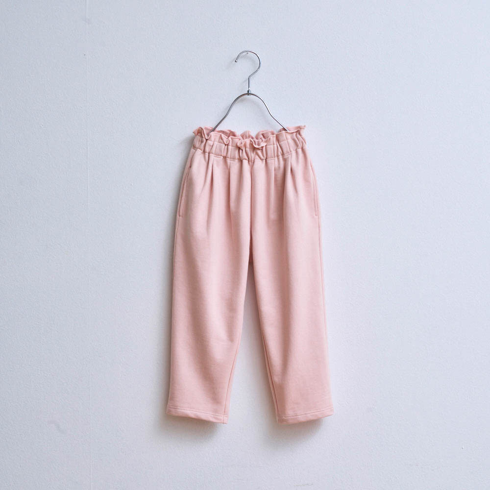 ベルメゾン LYKKE  部屋干しでも乾きやすいウエストフリルタックテーパードパンツ ピーチホイップ ９０