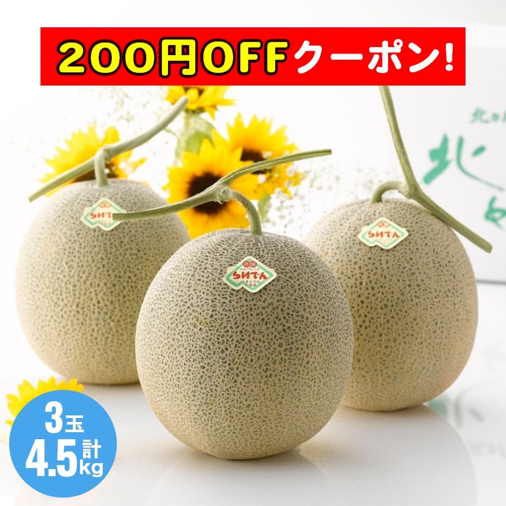 お中元 【200円オフクーポン】 お中元ギフト 2024 7月20日頃～8月31日頃出荷予定 北海道赤肉メロン 3玉 計約4 5kg メロン めろん 3玉 北海道産 国産 名産 赤肉 うさ