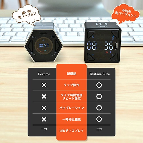 llano TickTime Cube 楽しく時間管理ができるポモドーロタイマー ブラック TK1-BL1:ビックカメラ通販 | JRE  MALLショッピング | JRE POINTが貯まる・使える