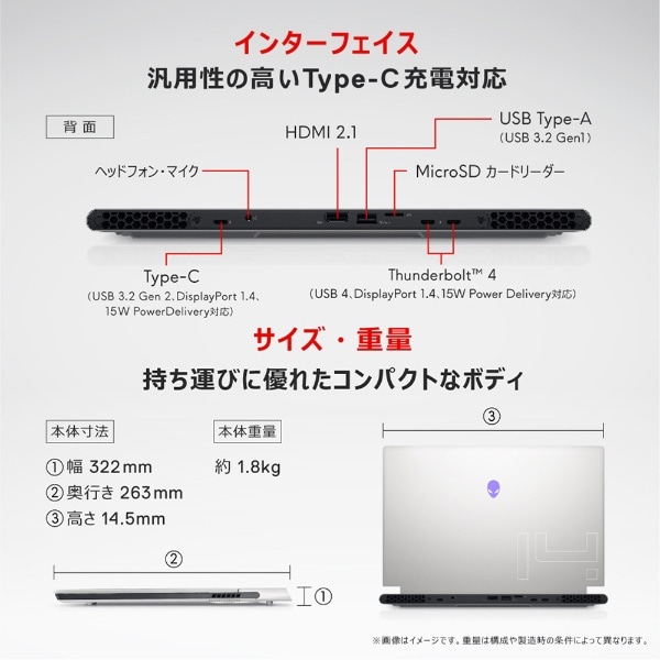 ゲーミングノートパソコン Alienware x14 シルバーホワイト NAX84-CWLCW [14.0型 /Windows11 Home  /intel Core i7 /メモリ：32GB /SSD：2TB /2022年秋冬モデル]:ビックカメラ通販 | JRE MALLショッピング |  JRE POINTが貯まる・使える