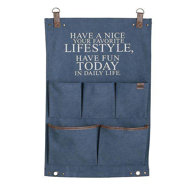 メサージュ ウォールポケット L（ 壁掛け収納 壁面収納 収納用品 布 おしゃれ 壁面 壁掛け 整理用品 小物入れ レターケース レターホルダー 収納 小物 手紙 はがき メガネ 文房具 ペン 日用品 生活雑貨 インテリア雑貨 ）【ブルー】