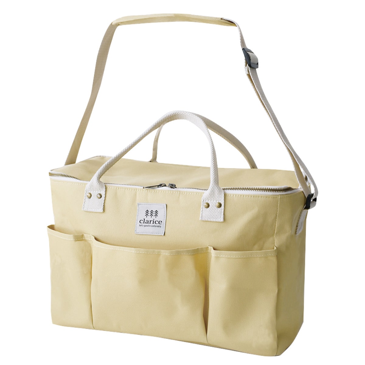 保冷バッグ 16L clarice クーラーバッグ（ アルミクーラーバッグ 16リットル 保冷 ソフトクーラー コンパクト ソフト 折りたたみ ポケット付き ダブルファスナー ショルダーベルト トート ショルダー バッグ おしゃれ ）【イエロー】