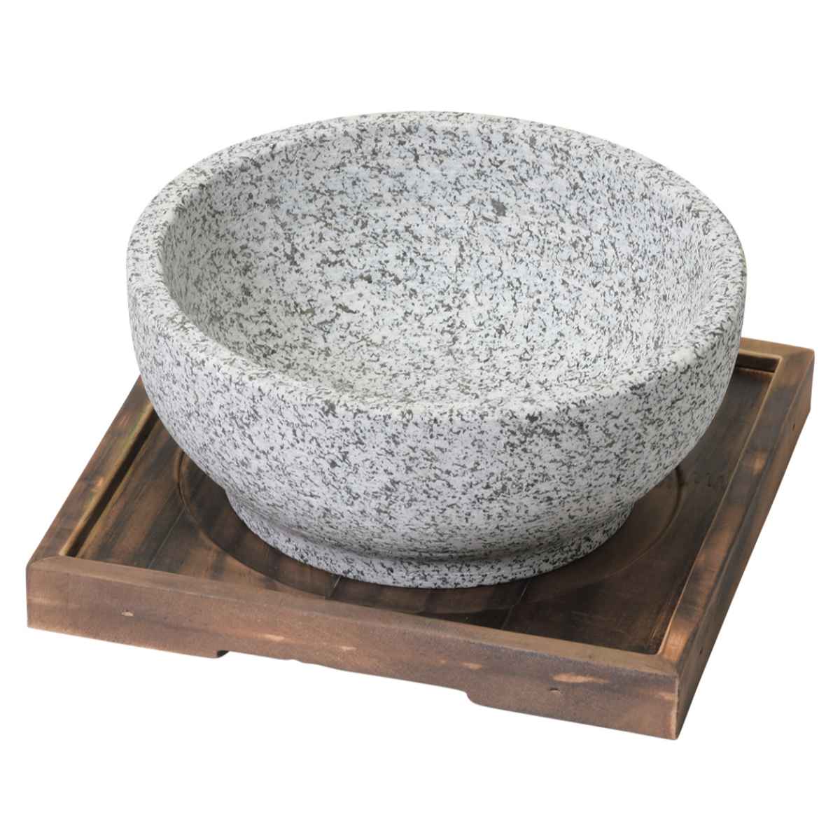 ビビンバ鍋 置台付き 16cm 韓味家 天然石 （ ガス火対応 石焼きビビンバ 鍋 置き台付き 韓国料理 ビビンバ 麻婆豆腐 調理器具 食器 スープ 保温効果 おしゃれ ）