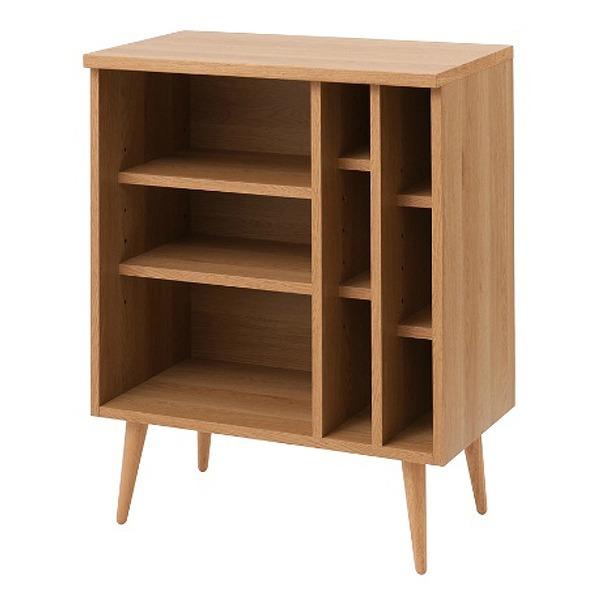 オープンラック リビングボード 北欧風 脚付き 幅74cm（ 完成品 北欧 本収納 ブックラック オープン棚 リビング収納 収納 キャビネット 日本製 ホワイト ナチュラル 白 ）【ナチュラル】