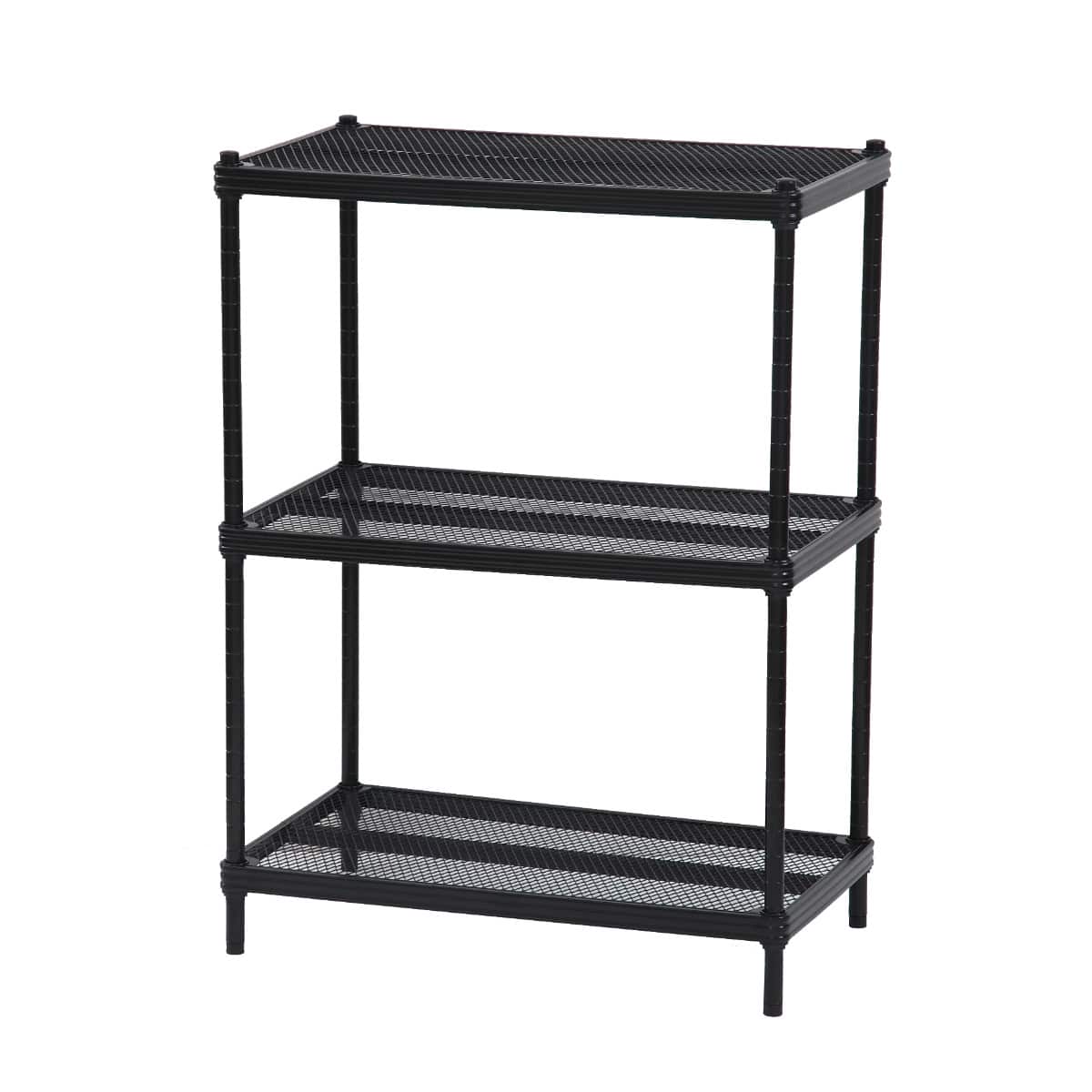 【在庫限り・入荷無し】スチールラック 3段 メタルメッシュラック S 幅60cm （ ラック スチール シェルフ スチールシェルフ スチール棚 メッシュ棚 幅 60 収納棚 収納ラック 棚 テレビ台 レンジ台 本棚 シンプル 黒 白 ） 【ブラック】