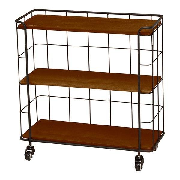 オープンラック 3段 ワイド スチールラック キャスター付 DEPOT 幅60cm（ ワゴン 収納ラック 収納 収納棚 飾り棚 ディスプレイラック ラック 多目的ラック アイアン 木製 シンプル スリム スリムラック アイアンフレーム ）【ブラック】
