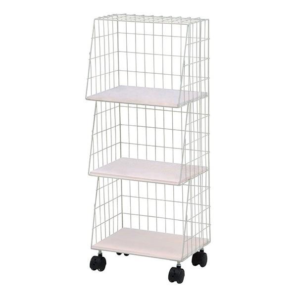 スチールラック 3段 キャスター付 木製棚板 DEPOT 幅30cm（ 収納ラック 収納 ワゴン ラック 完成品 収納棚 飾り棚 ディスプレイラック 多目的ラック シンプル スチール ブラック ホワイト 黒 白 ）【ホワイト】
