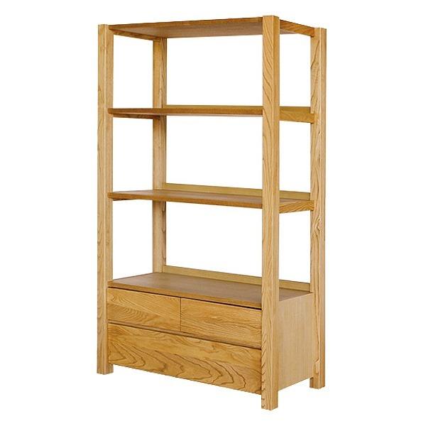 オープンラック 3段 引出し付 リビングシェルフ 北欧風 天然木 MOND 幅90cm（ 開梱設置 本棚 シェルフ 収納ラック 収納 収納棚 北欧家具 設置サービス 飾り棚 ラック ディスプレイラック リビング収納 木目 木製 北欧 ナチュラル ）