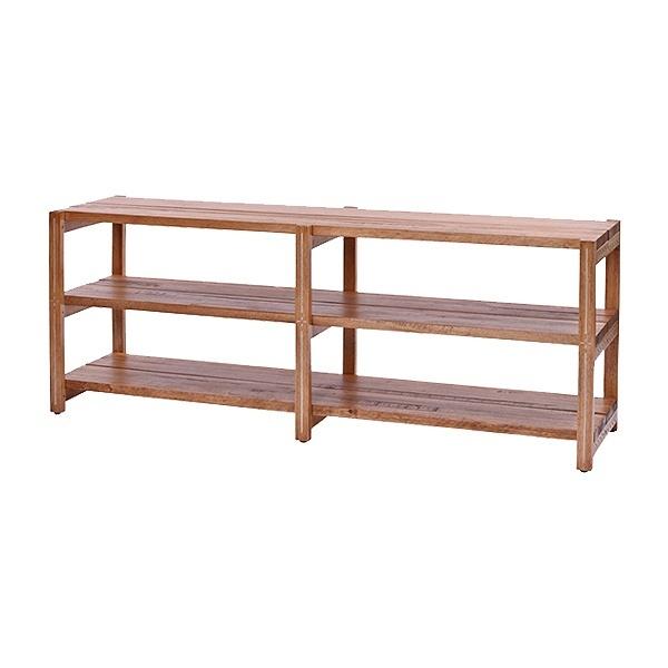 オープンラック ワイドロー ハワイアンリゾート風 天然木フレーム Ohana 幅160cm（ ラック 飾り棚 ディスプレイラック 収納 収納棚 本棚 シェルフ 収納ラック オープンシェルフ ハワイアン 南国 ナチュラル 幅160 160cm ）