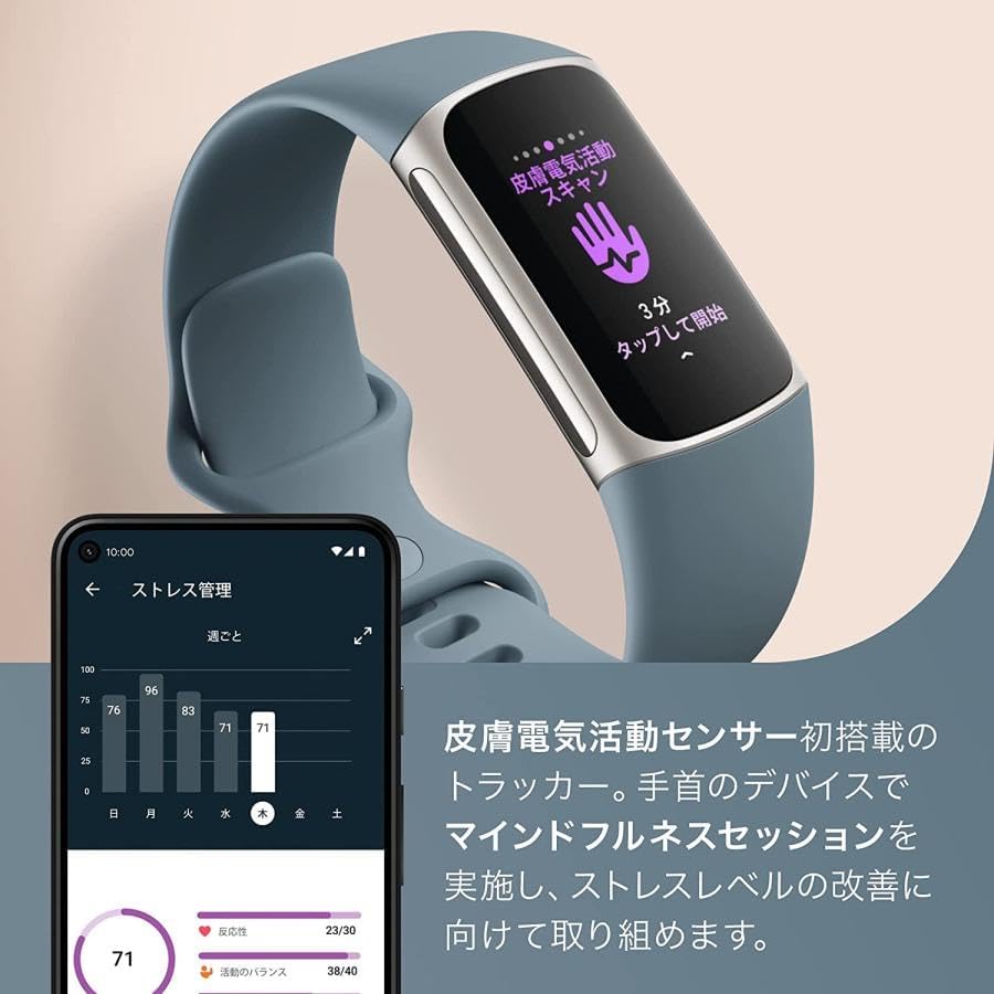 Fitbit Charge 5 スチールブルー プラチナ フィットビット fitbit スマートウォッチ 本体 活動量計 フィットネストラッカー  心拍数 日本正規品:Fitbitオフィシャルストア通販 | JRE MALLショッピング | JRE POINTが貯まる・使える