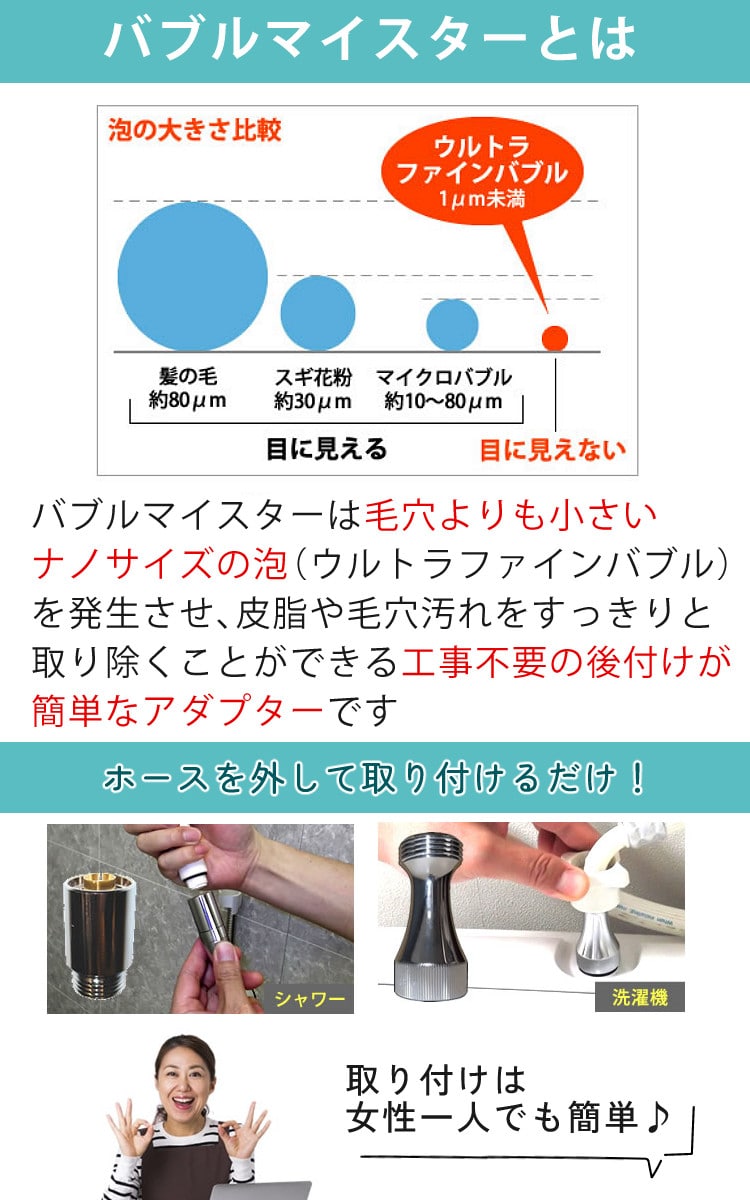 シャワー用＆洗濯機用セット バブルマイスター ウルトラファインバブル発生装置 富士計器 泡発生装置 皮脂汚れ 加齢臭 対策  風呂:ホームショッピング通販 | JRE MALLショッピング | JRE POINTが貯まる・使える