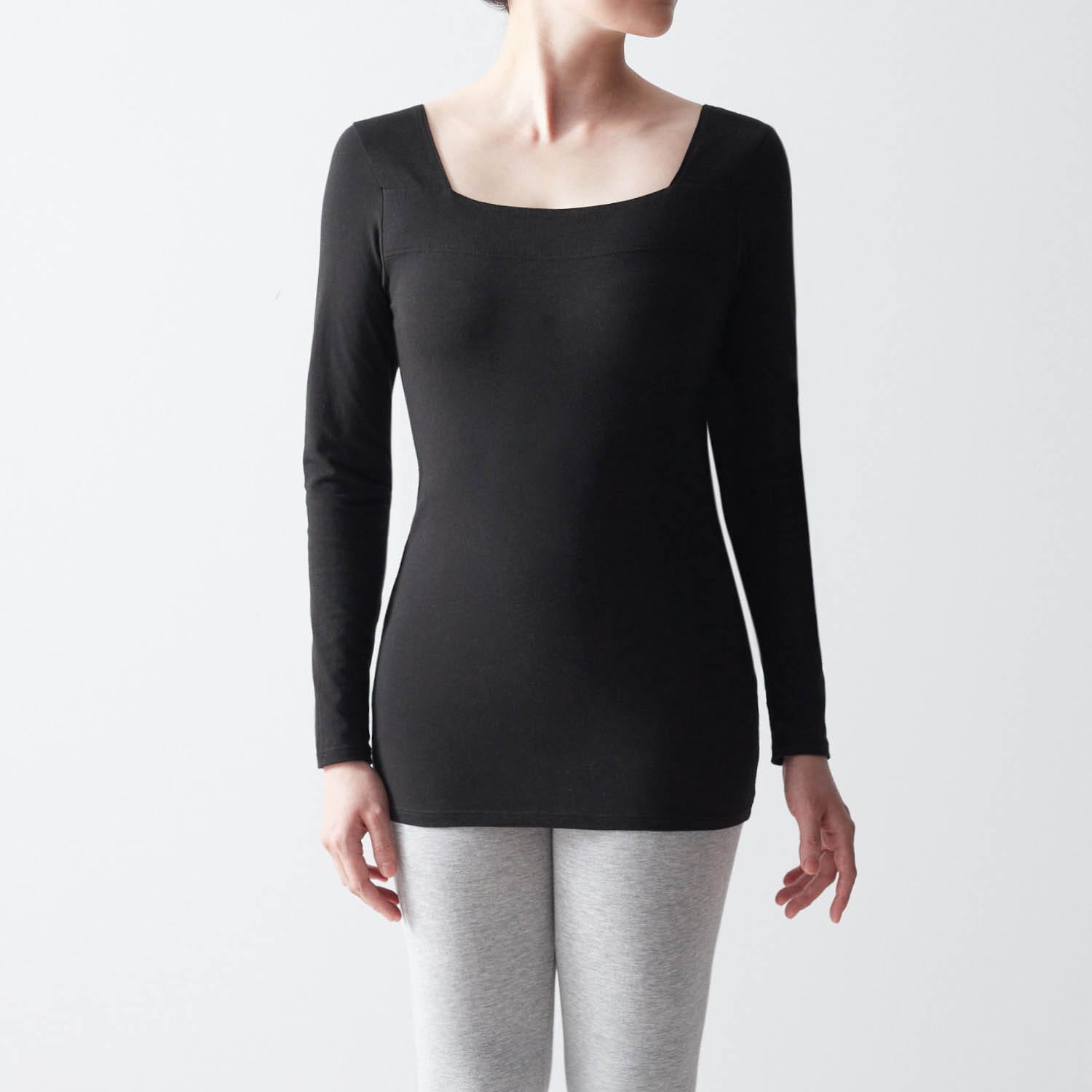 ベルメゾン ホットコット 綿混あったかインナー・タートルネック長袖レディース ブラック L 1枚