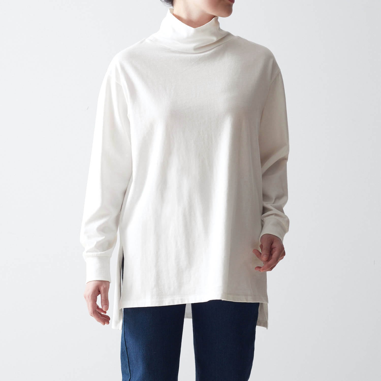 ベルメゾン ホットコット 綿混あったかインナー・クルーネック七分袖レディース ブラック S 1枚