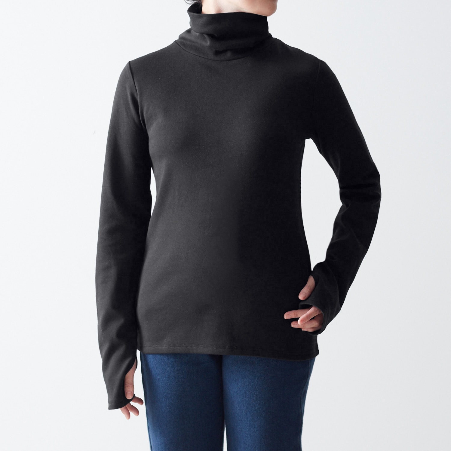 ベルメゾン ホットコット 敏感肌さんのための綿100％あったかインナー・クルーネック長袖レディース オフホワイト S