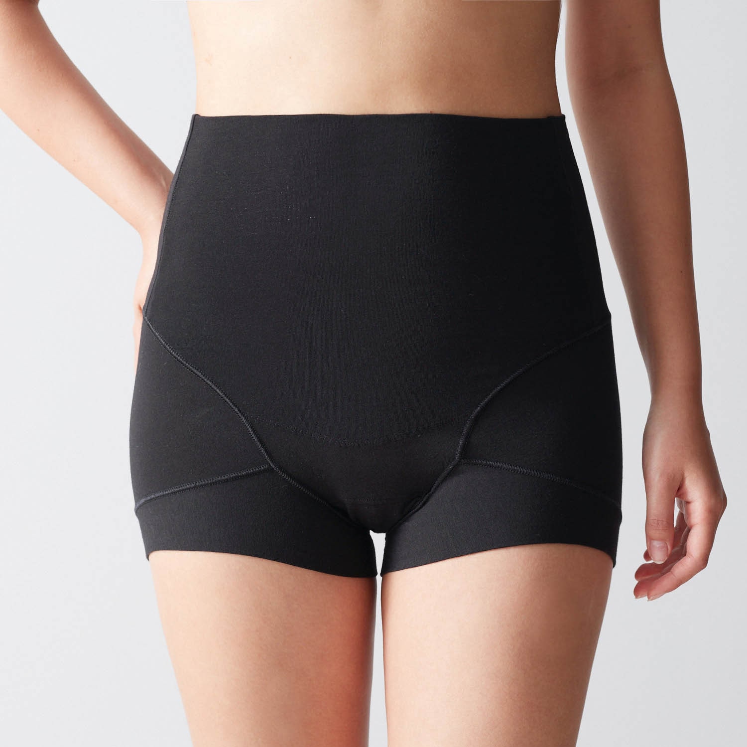 ベルメゾン ホットコット 綿混あったかインナー・マタニティ腹巻き付きレギンス(産前産後) ブラック ﾏﾀﾆﾃｨM