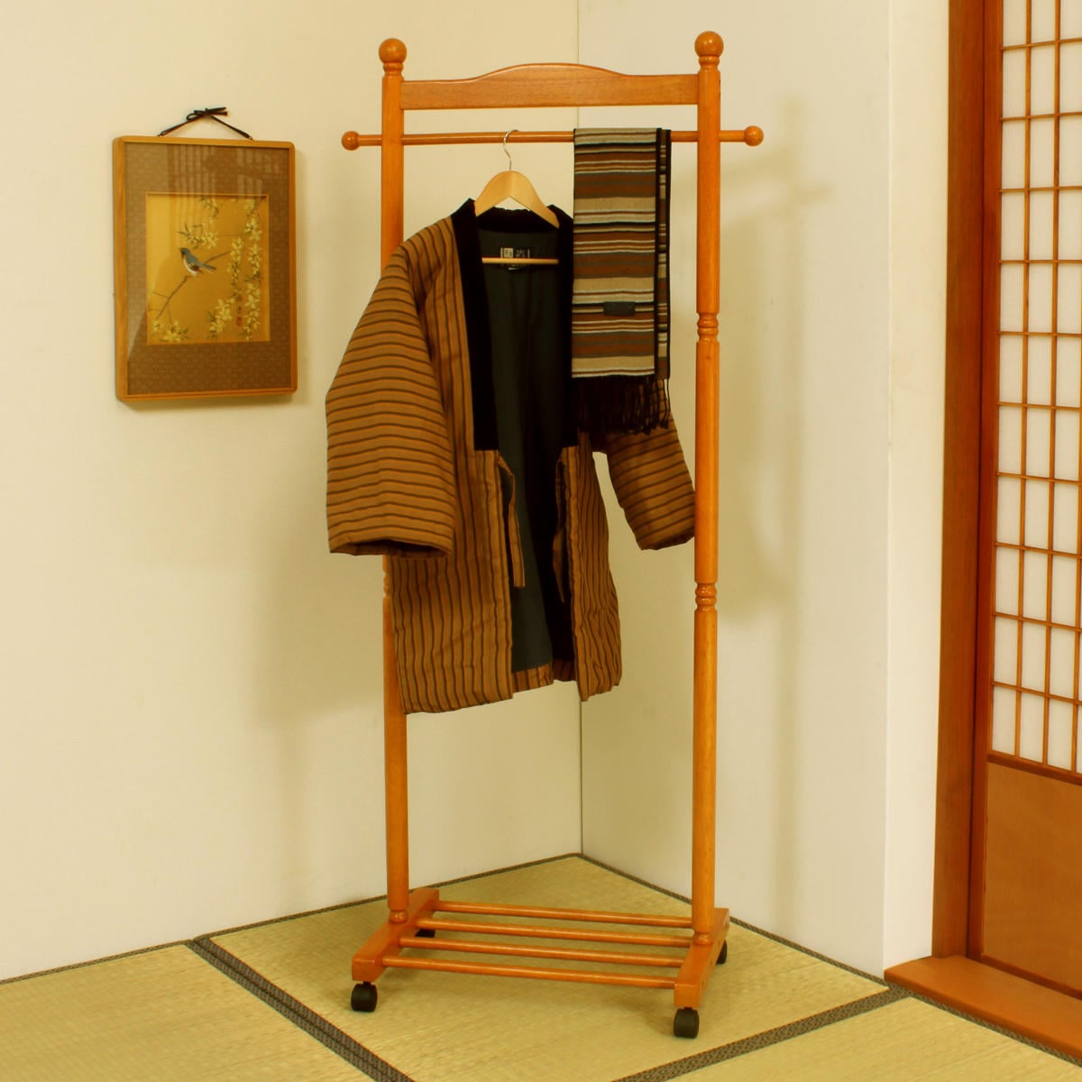木製パーソナルハンガー （ 天然木 ハンガーラック コートハンガー ハンガー 洋服掛け ポールスタンド 収納 衣類収納 棚 木製 ハンガー掛け  キャスター おしゃれ ）:リビングート JRE MALL店通販 | JRE MALLショッピング | JRE POINTが貯まる・使える