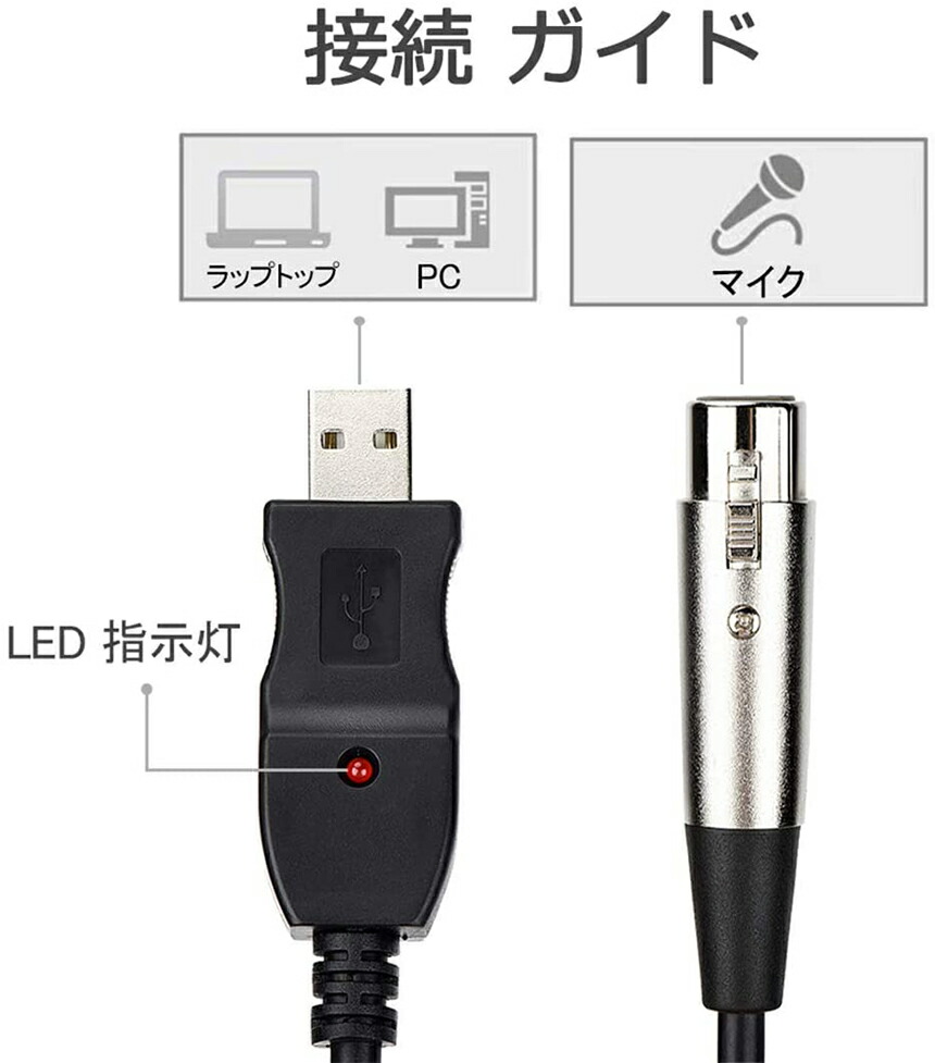 USBマイクロフォンケーブル ケーブル 3M USB-XLRプラグ マイクロフォン