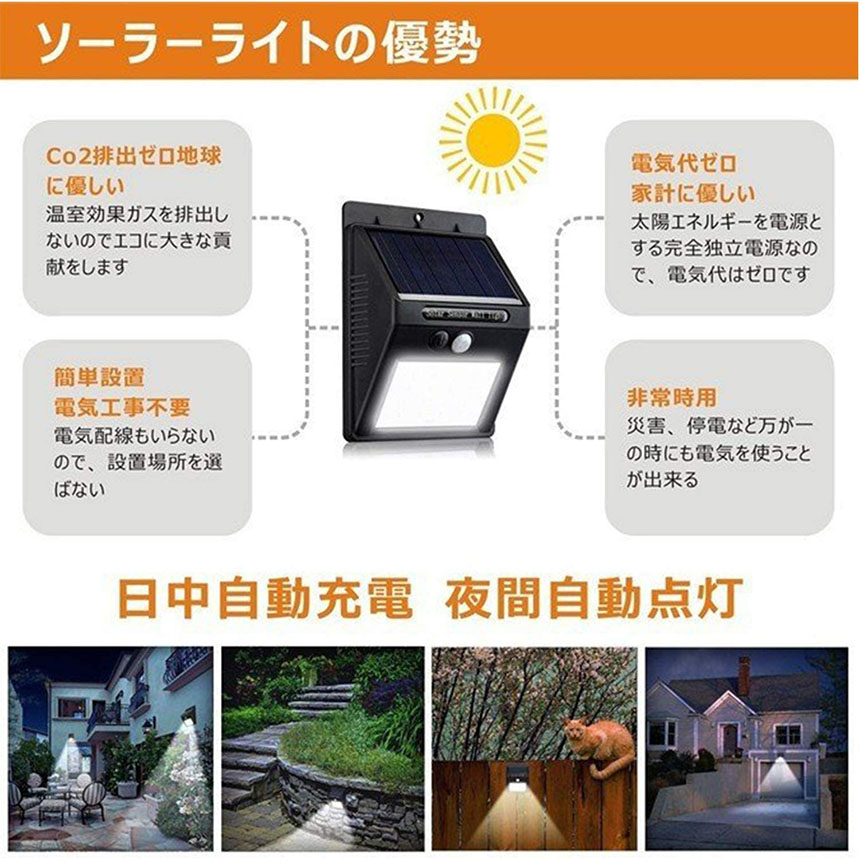 20LED センサーライト 屋外 ソーラーライト 高輝度 防犯 人感 防水