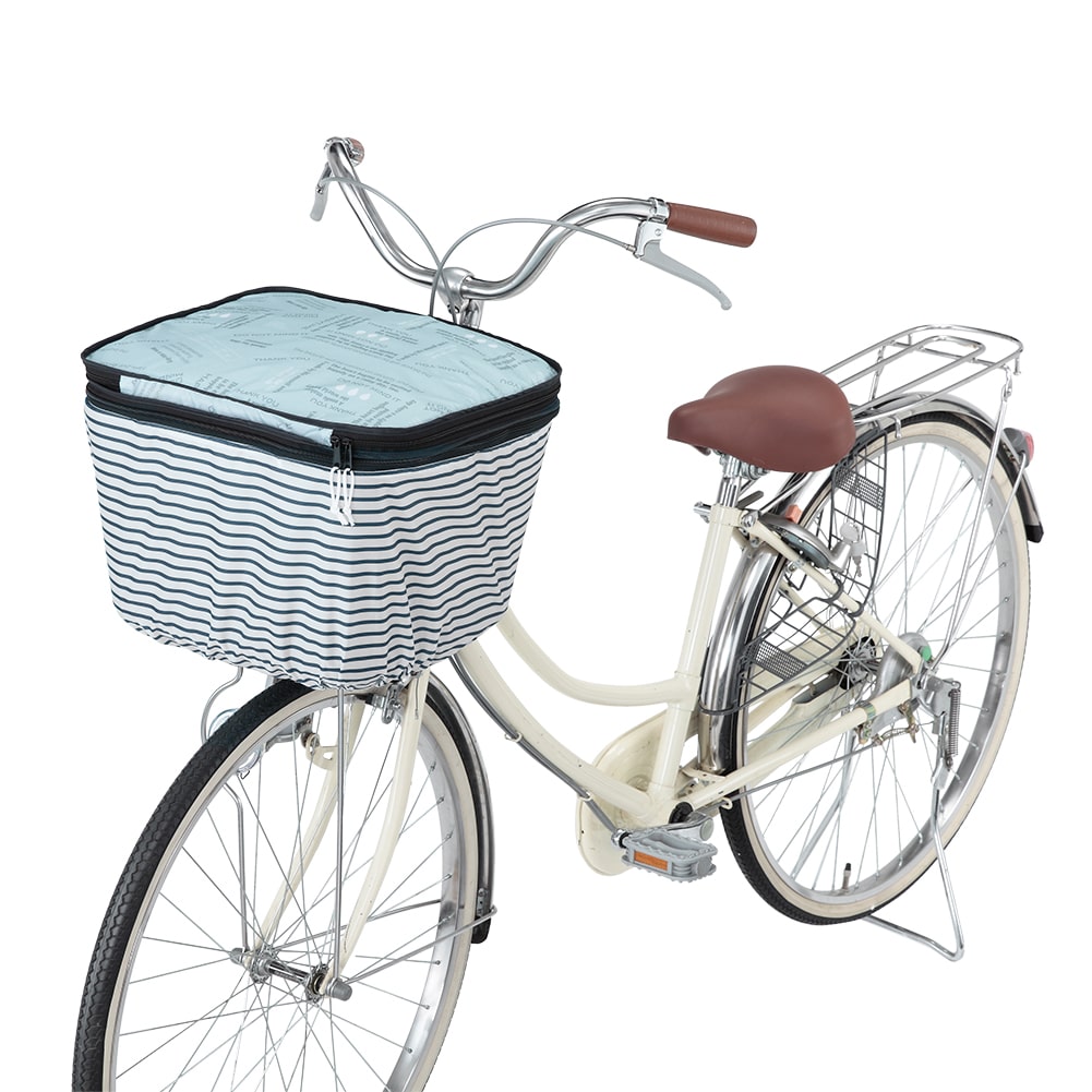 自転車 カゴカバー 2段 Pluie Benite プリュイベニット 通販 前カゴカバー 二段式 自転車カゴ カバー 前かご はっ水 撥水加工  ひったくり防止 防犯 盗難防止 雨対策 大型前カゴ対応 自転車 買い物 お買い物 バスケットカバー おしゃれ かわいい シンプル ボーダー ...