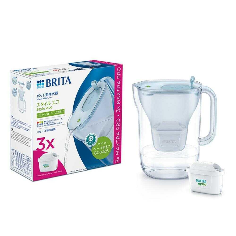 BRITA ブリタ スタイルエコ ブルー マクストラプロ3個付き 1.26L:サンドラッグe-shop JRE MALL店通販 | JRE  MALLショッピング | JRE POINTが貯まる・使える