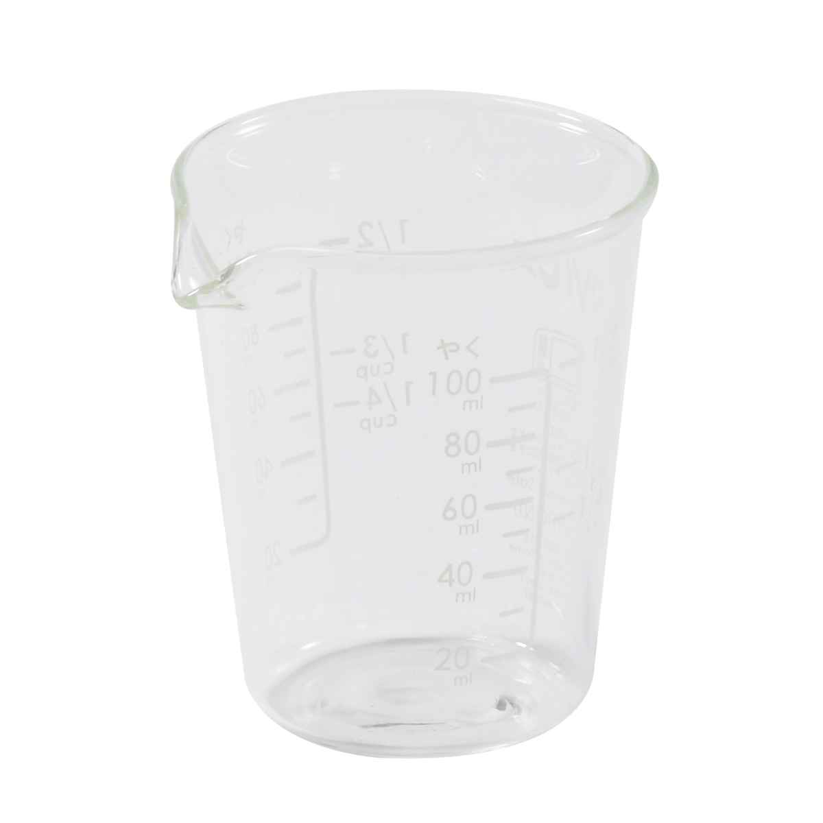 PYREX 計量カップ 100ml メジャーカップ （ パイレックス 計量コップ メジャーコップ 熱湯OK 100cc ガラス製 電子レンジ対応  食洗機対応 レンジOK 計量器具 計量ツール 目盛り メモリ付き 両面メモリ 取っ手なし 下ごしらえ ）:リビングート JRE MALL店通販