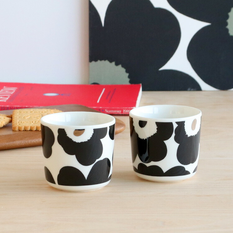 マリメッコ ウニッコ ラテマグ 200ml 2個入り(ペア) ブラック/シルバー marimekko Unikko 北欧 マグカップ ギフト 結婚祝い  プレゼント 贈り物 ギフトセット 食器セット:輸入洋食器の専門店イデール通販 | JRE MALLショッピング | JRE POINTが貯まる・使える